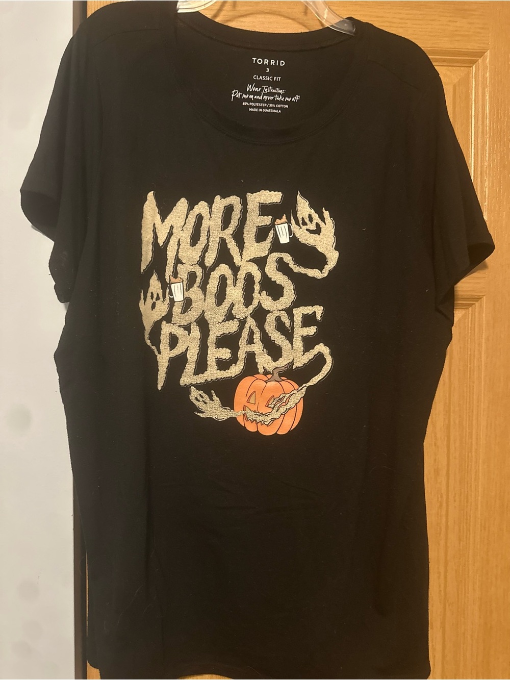 torrid Black Halloween 'More Boos Please' Graphic Tee with Orange Pumpkin